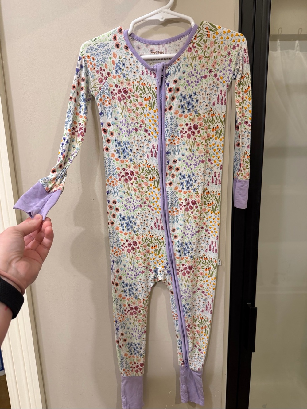 Little Sleepies Lavender-Trim Floral Zipper Footed One-Piece
